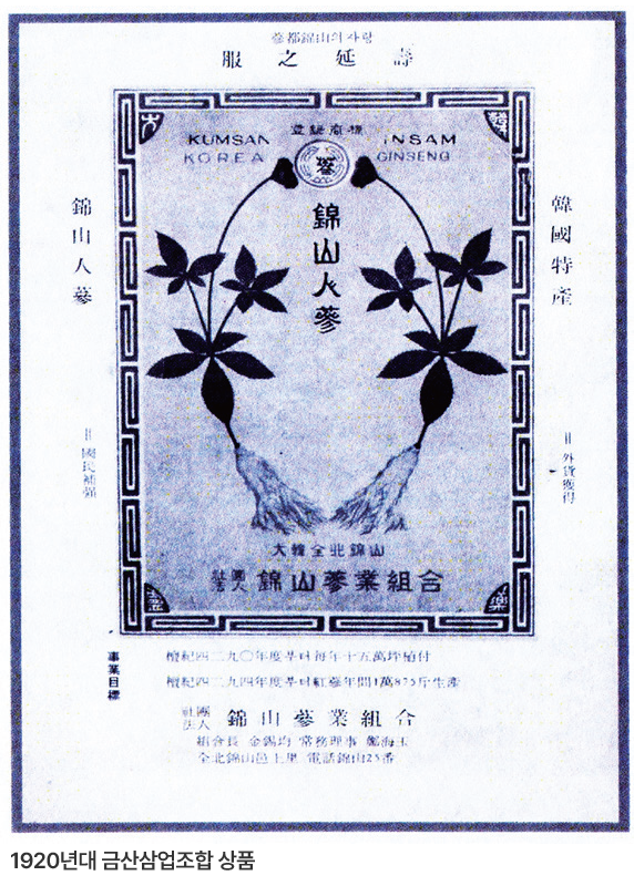 1920년대 금산삼업조합 상품 이미지
